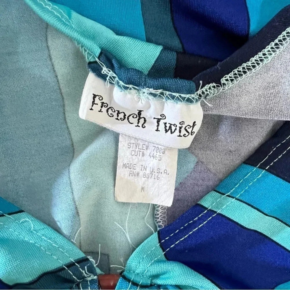French Twist Y2K Blouse Medium Long Flared Sleeves Retro Geometric 2000s Pop Top - Picture 13 of 14